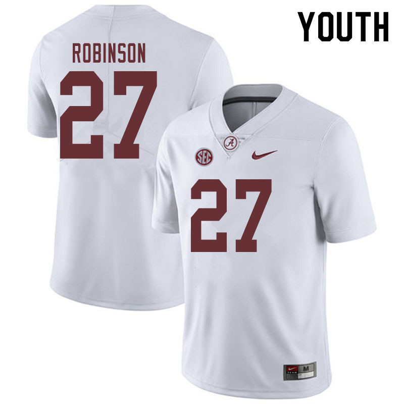 Alabama Crimson Tide Youth Joshua Robinson #27 White NCAA Nike Authentic Stitched 2019 College Football Jersey IU16B73IV